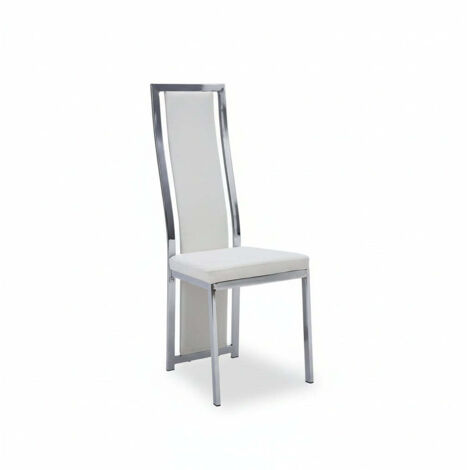 Lot de 6 chaises Dana simili cuir blanc contour chromé (1/5)