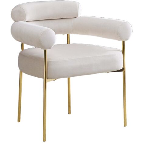 Lot de 2 Chaises BULLE avec Accoudoirs Velours Beige & Pieds Gold 72x60x77 cm (1/5)