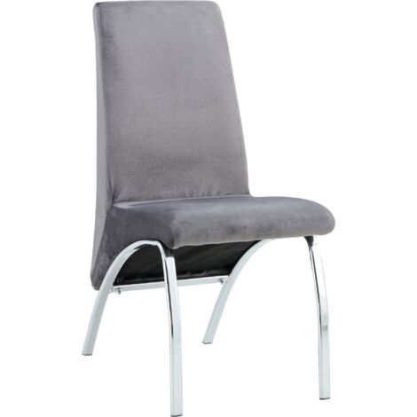 Lot de 4 Chaises Fate chrome et velours Gris (1/4)