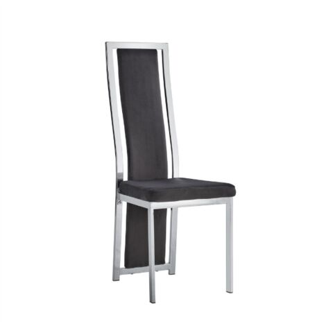 Lot 6 Chaises Salle à Manger Dana Velours Noir Contour Chrome 56x43x99cm (1/5)