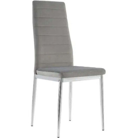 Lot de 6 chaises velours chrome gris TOLIA (1/5)