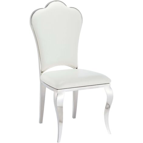 Lot de 4 Chaises Prestige Chrome simili cuir Blanc- SAKURA (1/5)
