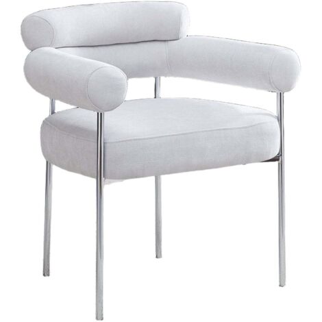 Lot 2 Chaises Salle à Manger Bulle Accoudoirs Velours Serge Gris Pieds Chrome 72x60x77cm (1/5)