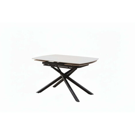 Table repas extensible céramique travertin blanc 129/189 cm – NYSA