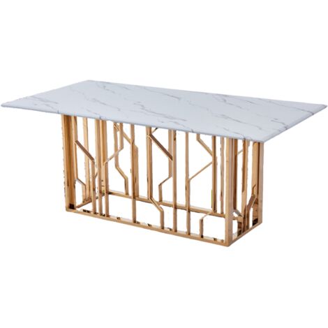 Table à Manger PORTOFINO – Gold & Marbre Blanc – 180x90x75 cm (1/3)