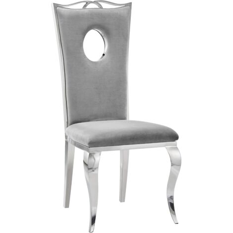 Lot de 4 Chaises baroque ROYAL Chrome Velours Gris