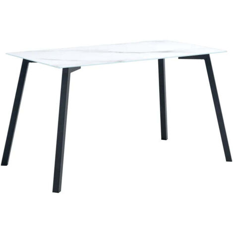 Table à manger MIRAGE en verre marbre blanc (1/2)