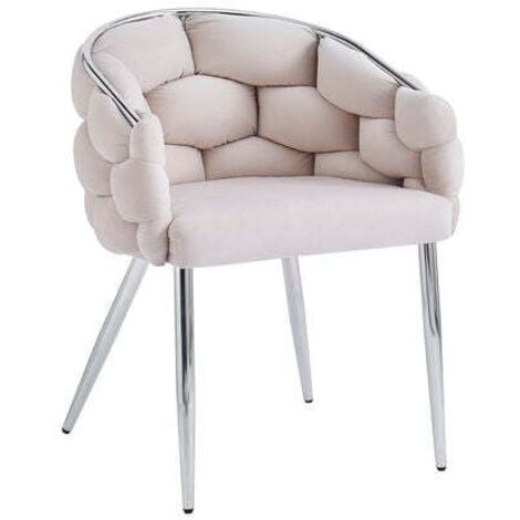 Lot de 2 chaises BALLON pieds chrome assise en Velours Beige (1/5)