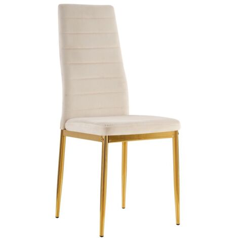 Lot 6 Chaises Salle Ă Manger Tolia Velours Beige Pieds Gold (1/4)