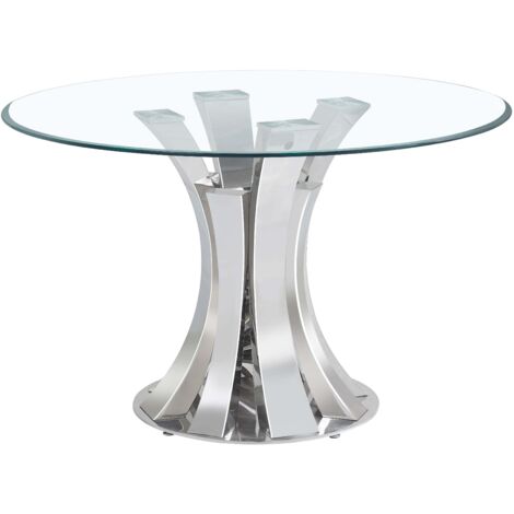 Table à Manger Ronde JUDITH – Chrome & Verre Trempé – Ø120 cm (1/5)
