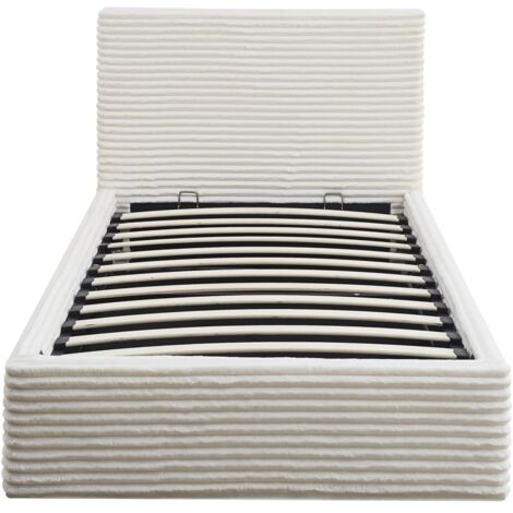Lit Coffre MAIA 90x190cm Velours Côtelé Écru avec Sommier (1/5)