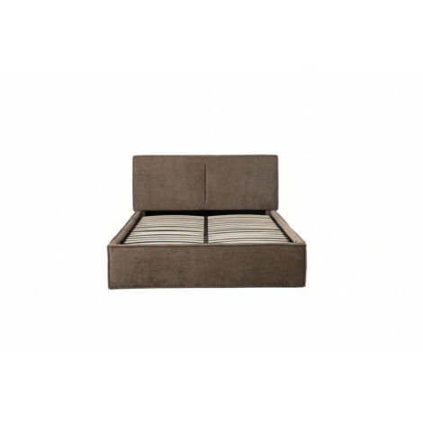 Lit coffre double tissu chenille moka sommier relevable 140x190 cm OLIVIA