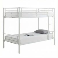 Lit superposé Séparable métal LUNA 1+1 90x190 cm sommier inclus blanc