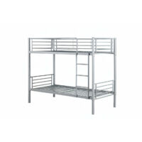 Lit superposé Séparable métal LUNA 1+1 90x190 cm sommier inclus gris