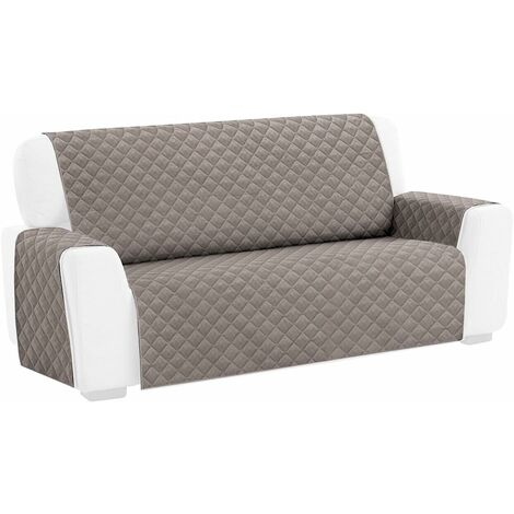 Emmevi Mv S.P.A. – Housse de canapé matelassée 2 places en polyester – Protection douce et lavable – Couleur unie gris – Installation facile