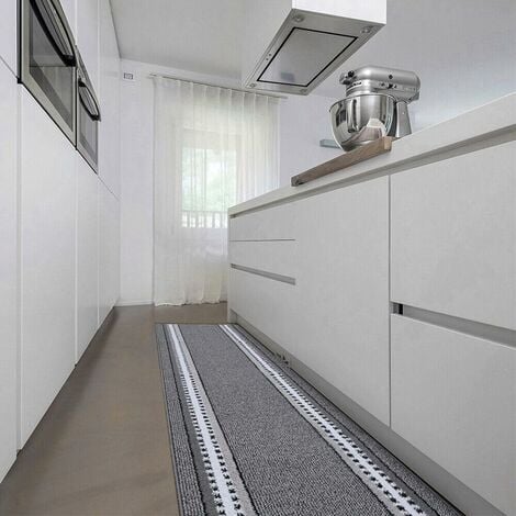 Tapis de Cuisine Coureur Bordé Absorbant Antidérapant Lavable En Différentes Tailles Gris - 57x230 cm