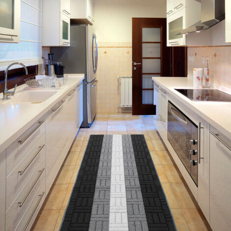 Tapis de Cuisine Tissage 3D Bordé Absorbant Antidérapant En Différentes Tailles Gris - 50x115 cm