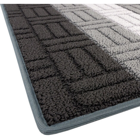 Tapis de Cuisine Tissage 3D Bordé Absorbant Antidérapant En Différentes Tailles Gris - 50x115 cm