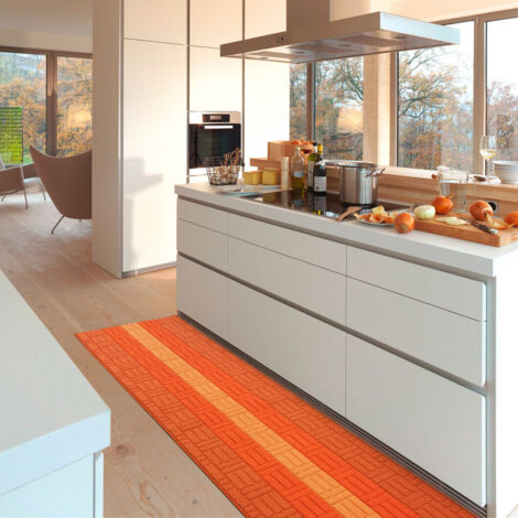 Tapis de Cuisine Tissage 3D Bordé Absorbant Antidérapant En Différentes Tailles Orange - 57x40 cm