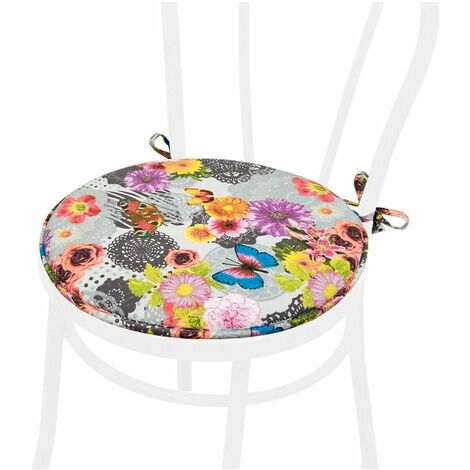 Emmevi Mv S.P.A. – Coussin rond doux pour chaise – Diamètre 40 cm, épaisseur 4 cm – Tissu coton avec rembourrage en éponge – Lavable à 30 °C