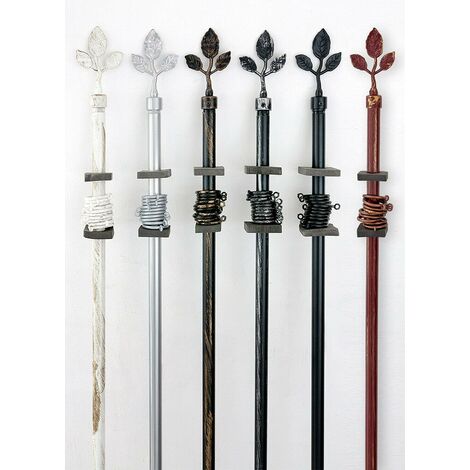 GALEON LINGE ET TISSUS Paire De Baguettes Pour Rideaux Extensibles En Fer Forgé Baguettes Pour Rideaux En Verre Baguettes Borne à Feuilles (30-50 Cm, Noir Or