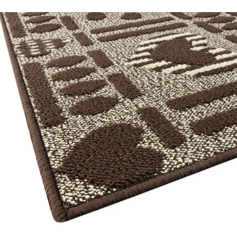 Tapis de Cuisine Moderne Coureur Bordé Absorbant Antidérapant Lavable 3D Coeurs Marron - 57x170 cm