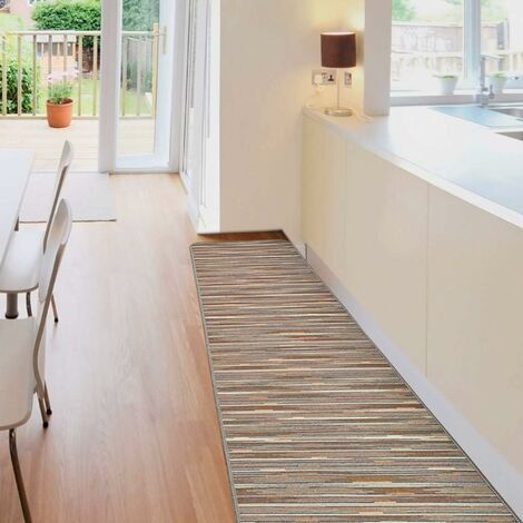Tapis de Cuisine Texture Plate Coureur Lavable Antidérapant Moderne motif Bamboo Orange - 52x110 cm