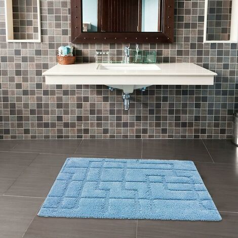 Tapis de bain en forme de L doux et absorbant pour salle de