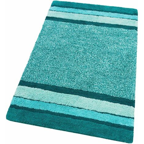 Tapis de Bain en Pur Coton Tapis de chevet Elégant et Luxueux Antidérapant Couleur vive Turquoise - 55x90 cm (1/5)