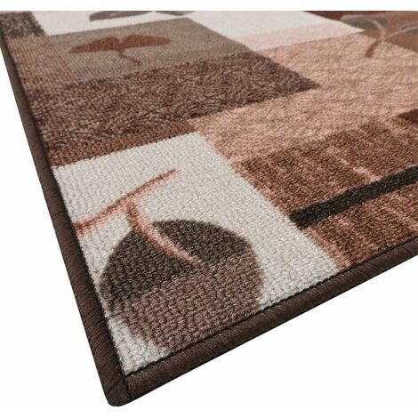 Tapis de Cuisine Antidérapant Moderne Polyvalent Chambre Couloir Fantaisie Feuilles Marron - 50x115 cm