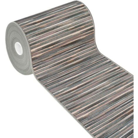 Tapis de Cuisine Texture Plate Coureur Lavable Antidérapant Moderne motif Bamboo Gris - 52x240 cm