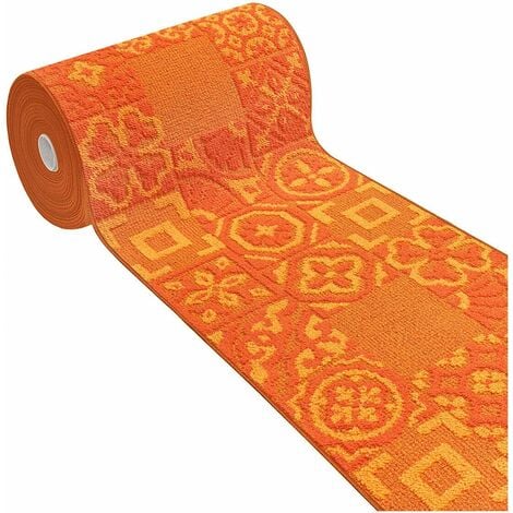 Tapis de Cuisine Moderne Coureur Bordé Absorbant Antidérapant Lavable Maiolique 3D Orange - 57x40 cm