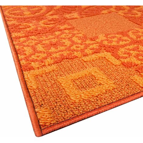 Tapis de Cuisine Moderne Coureur Bordé Absorbant Antidérapant Lavable Maiolique 3D Orange - 57x40 cm