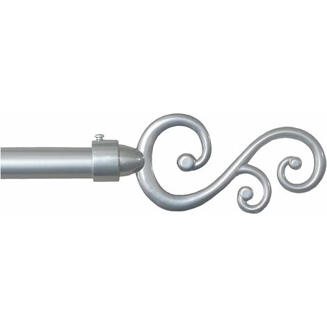 Tringle à Rideau en Fer Vente aux Enchères de Rideaux Anneaux Extensibles 120 210 cm Spirales - Gris