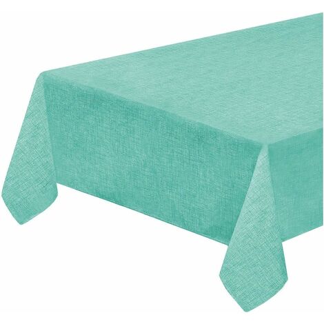 Nappe en Coton Ourlé Pour Cuisine Mou Tendre Couleur Pastel Unie Turquoise - 135x180 cm