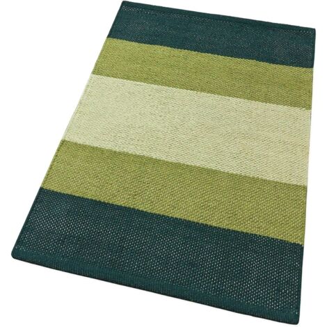 Tapis de Salle de Bain de Cuisine en Pur Coton Absorbant Doux Tissu Tressé à la Main Vert - 55x240 cm (1/4)