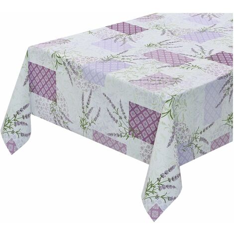 Nappe De Cuisine Antitache Plastifiée Effet Tissu Déperlant Fantaisie de Lavande - 140x100 cm (1/3)