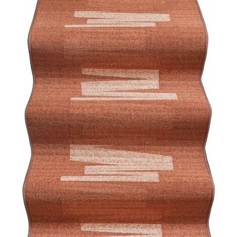 Coureur D'escalier Bordé Couloir Entrée Tapis Cuisine Marches Pas Orange Zig Zag - 67x40 cm (1/5)