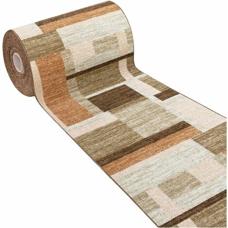 Tapis de Cuisine Bordé Coureur Antidérapant Lavable Beige - 57x190 cm
