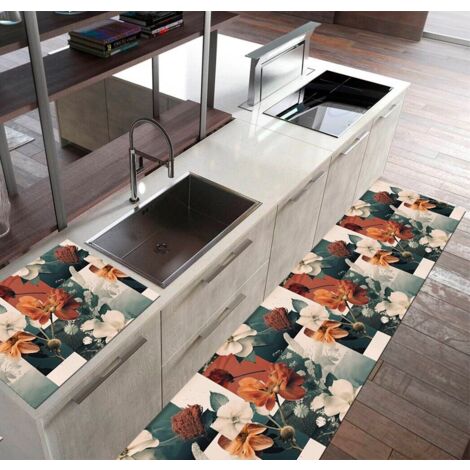 Tapis De Cuisine Anti Taches Pvc Imprimé Numériquement Doux Antidérapant Lavable DIS N - 51x40 cm
