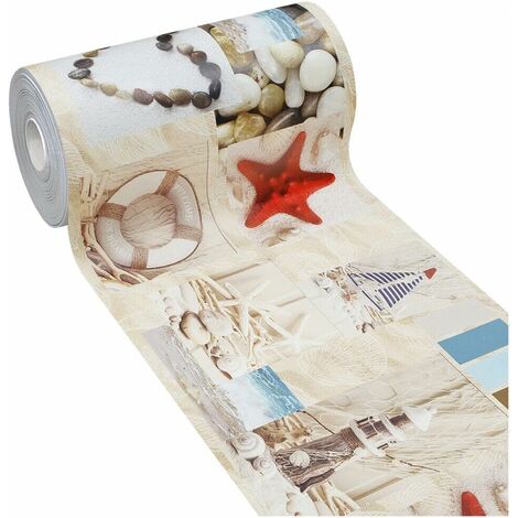 Tapis De Cuisine En PVC AntiTaches Motif Marin Decoupable Antidérapant Lavable - 51x40 cm