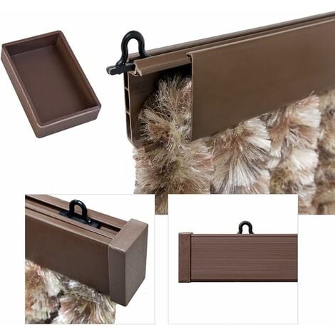 Rideau Chenille Porte D'entrée Protège Du Soleil Anti-Mouches Lavable Réglable Beige Marron - 100x220 cm