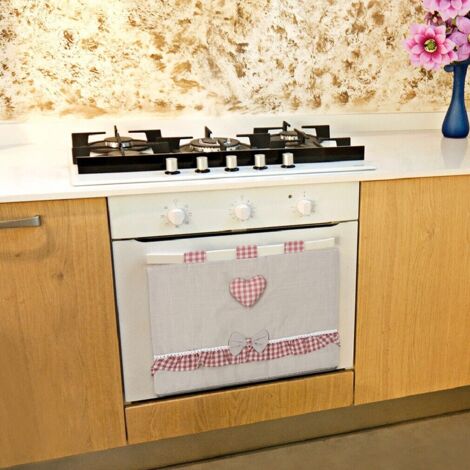 Housse de Four de Cuisine Douce Shabby Chic Coeur Rouge à Travers le Tissu Fermeture Velcro