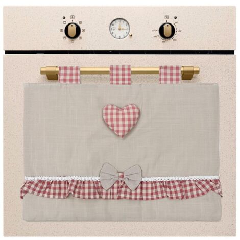 Housse de Four de Cuisine Douce Shabby Chic Coeur Rouge à Travers le Tissu Fermeture Velcro