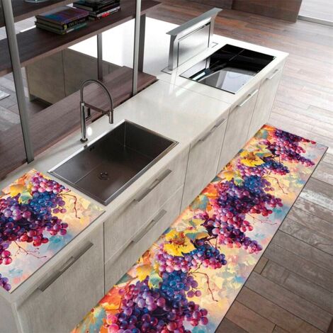 Tapis De Cuisine Anti Taches Pvc Imprimé Numériquement Doux Antidérapant Lavable DIS G - 51x40 cm