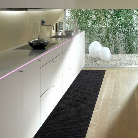Tapis de Cuisine 3D Coureur Bordé Absorbant Antidérapant Lavable En Différentes Tailles Noir - 57x145 cm