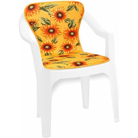 Coussin de Chaise de jardin Pliant Douce Intérieur Extérieur Bar Dehor Motif tournesols - Jaune