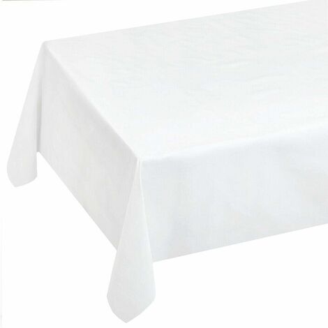 Nappe de Cuisine AntiTaches Moderne Tissu Ciré Plastifié Housse de Table de Protection Blanc neutre - 140x280 cm