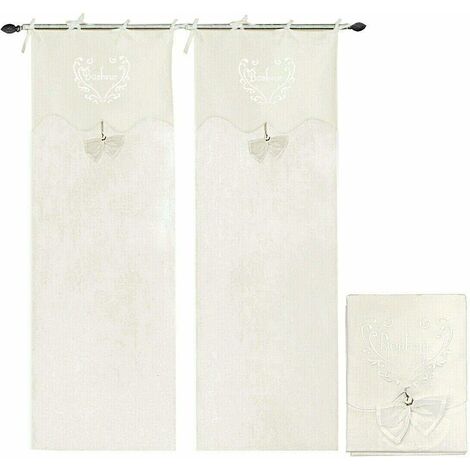 Rideau de Fenêtre Couple 2 pcs Porte Intérieure Tissu semi-transparent Flocon Shabby Chic - 60x240 cm