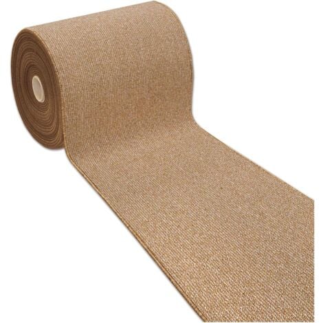 Tapis de Cuisine Moderne Au Mètre H57 Coureur Bordé Absorbant Antidérapant Lavable Couleur unie Beige